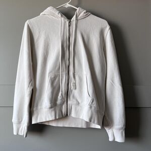 Brandy Melville Hoodie‎ Womens Extra Small White Full Zip Fleece Lined Pockets